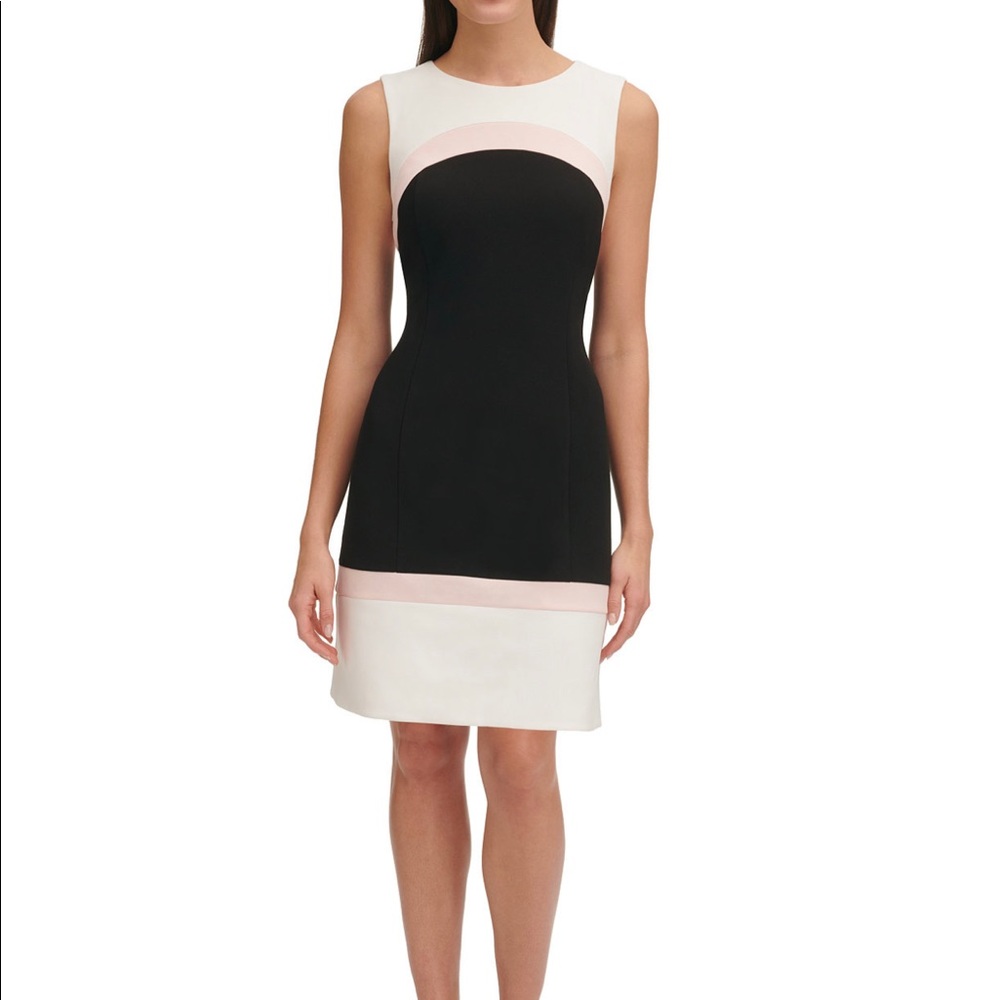 Sleeveless colorblock sheath dress